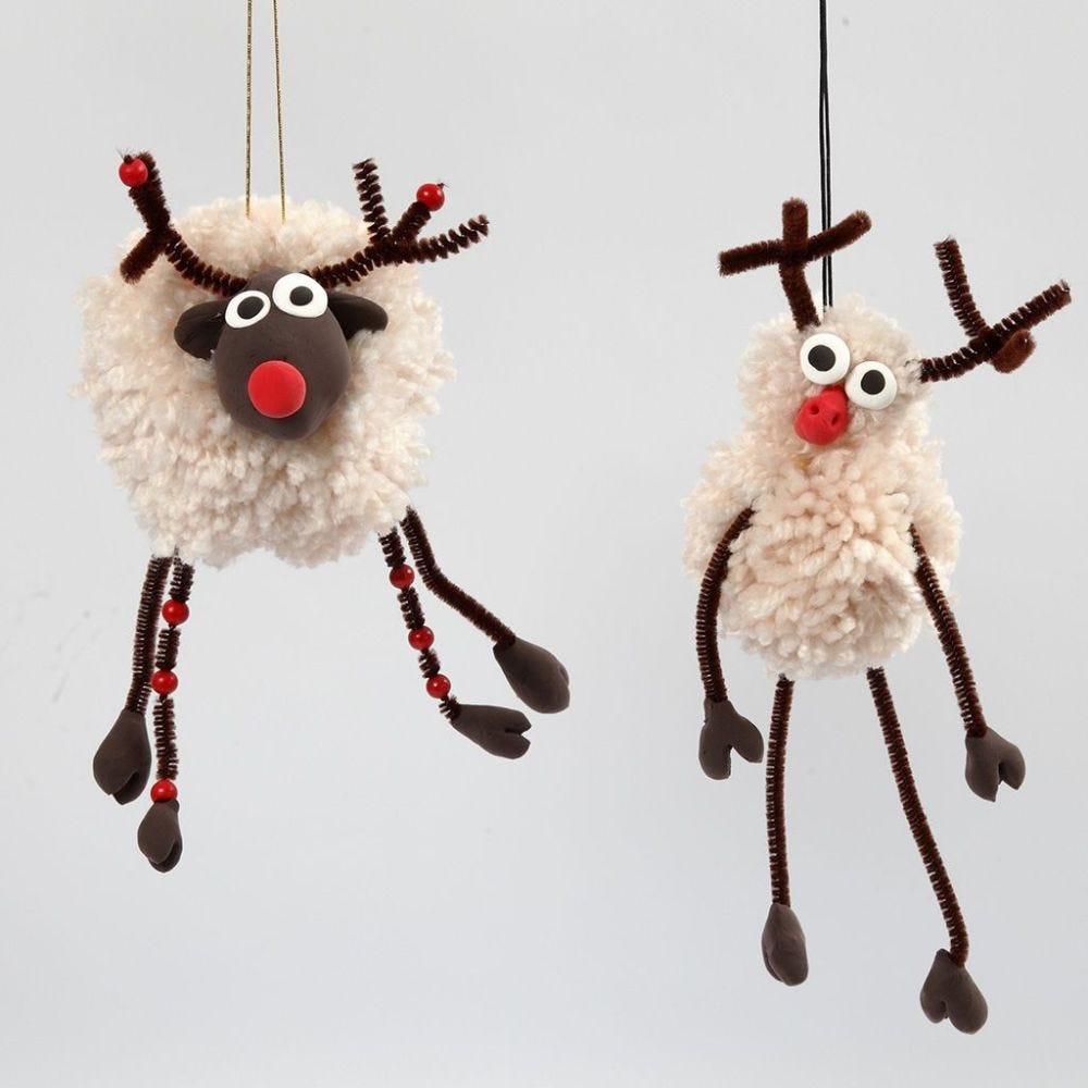 Reindeer with Clay and Pipe Cleaners with Beads DIY guide