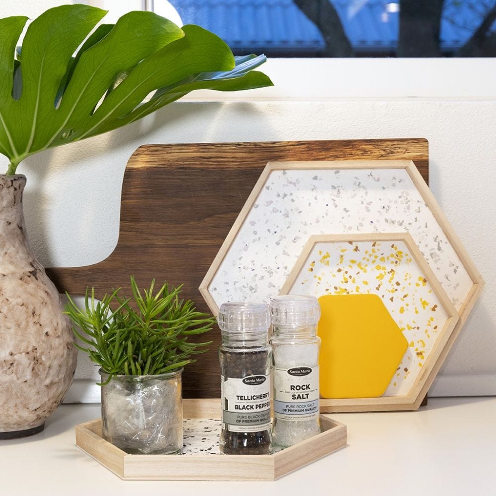 Wooden Trays decorated with Terrazzo Flakes