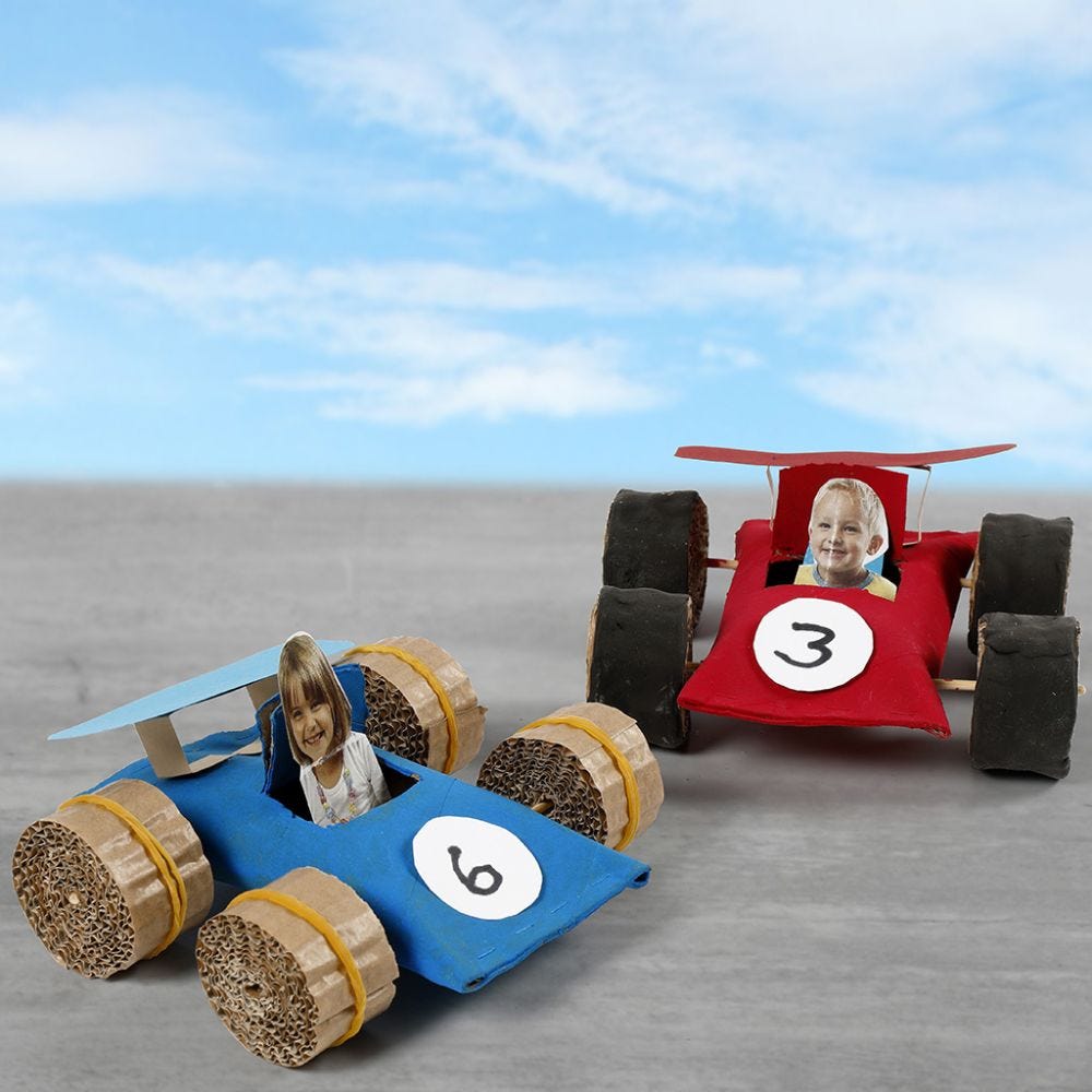 Made By Me Build & Paint 3 Wooden Race Cars DIY Kit Multicolor