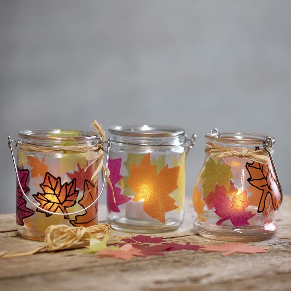 Lanterns with punched-out leaves