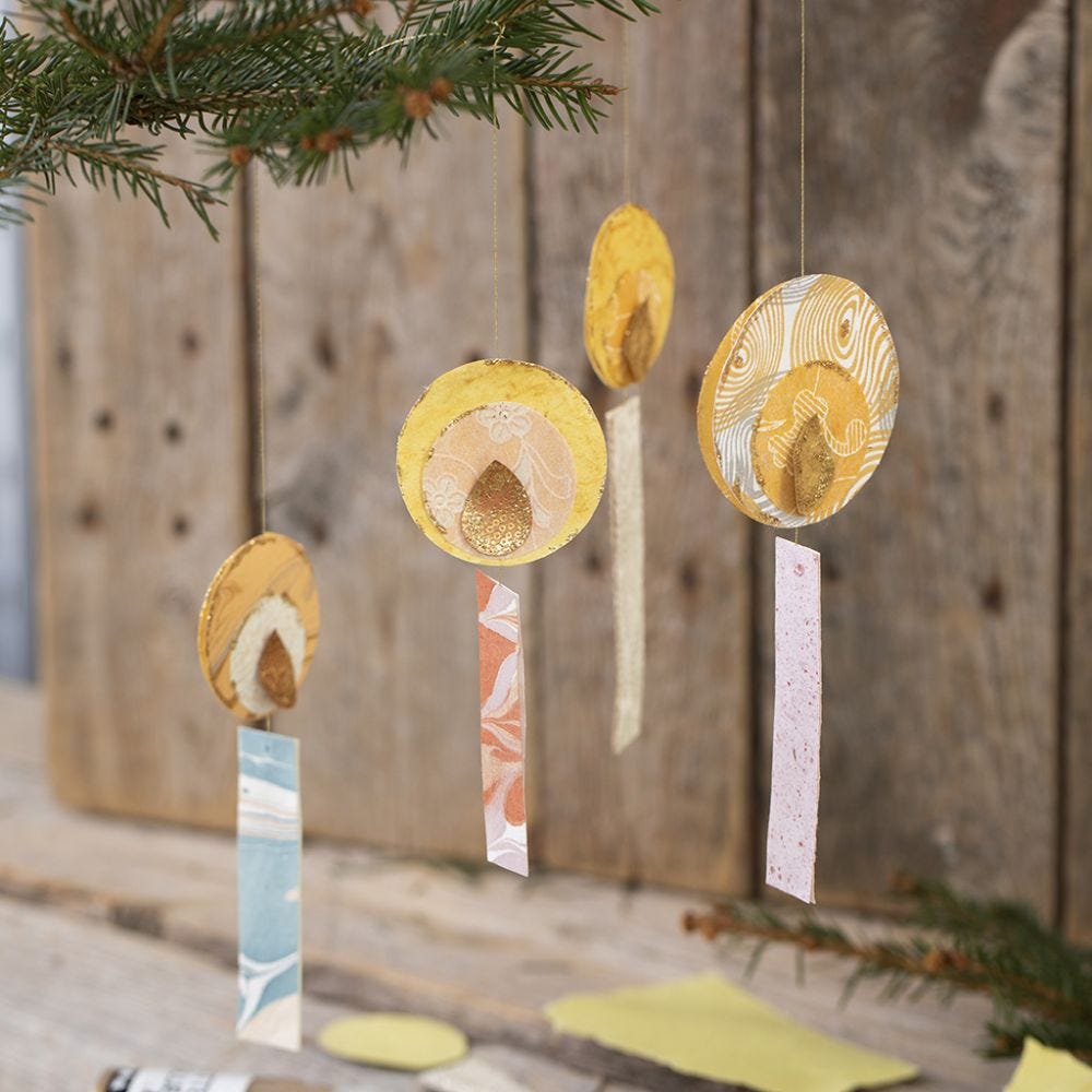 Hanging decorations from scrap pieces of paper