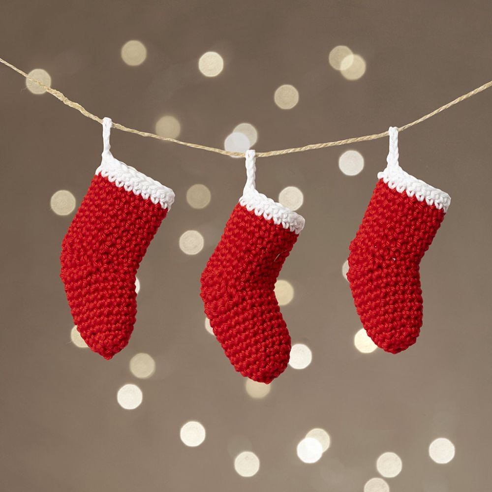 Crocheted mini Christmas stockings