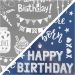 2x2 sheet/ 1 pack, birthday, sheet 15x15 cm, dark blue, silver
