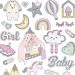 1 sheet, baby girl, sheet 15x16,5 cm
