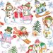 1 sheet, snowmen on skis, sheet 15x16,5 cm