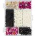 1 pack, Agates, size 2,6-10 mm, hole size 0,8-1,8 mm, beige, black, pink, white - mother-of-pearl