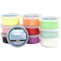 Foam Clay&reg;, glitter, assorted colours, 10x35 g/ 1 pack