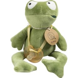 Frog teddy bear with pacifier