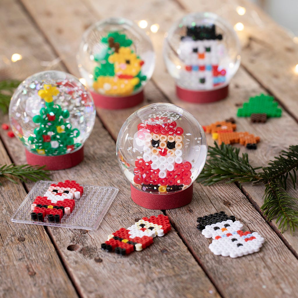 Christmas Ornament Felt Embroidery Kit Snowglobe Trees Snowman Makes 2 
