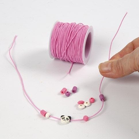 A Bracelet from coloured Elastic Cord with Wooden Beads DIY guide